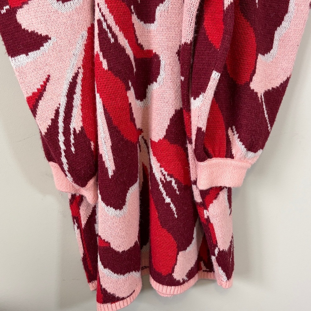 Anthropologie Farm Rio Flower Knit Mini Dress Pink Red Sz L NEW - Picture 5 of 13